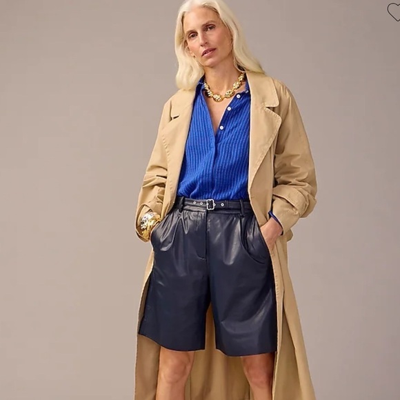 J crew Collection pleated trouser short in leather - Picture 3 of 5